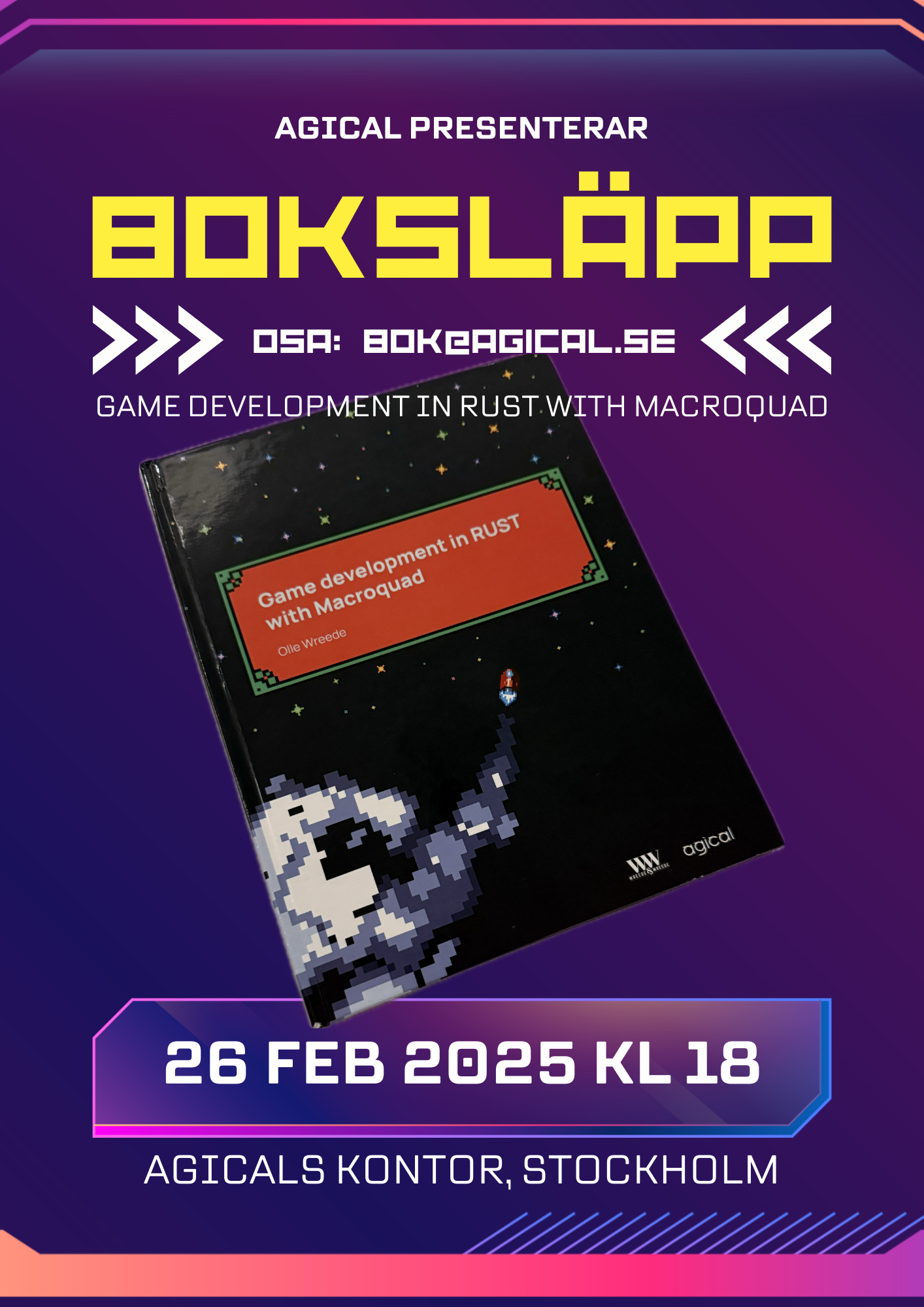 Boksläpp 26:e februari kl 18 på Agicals kontor, OSA till bok@agical.se